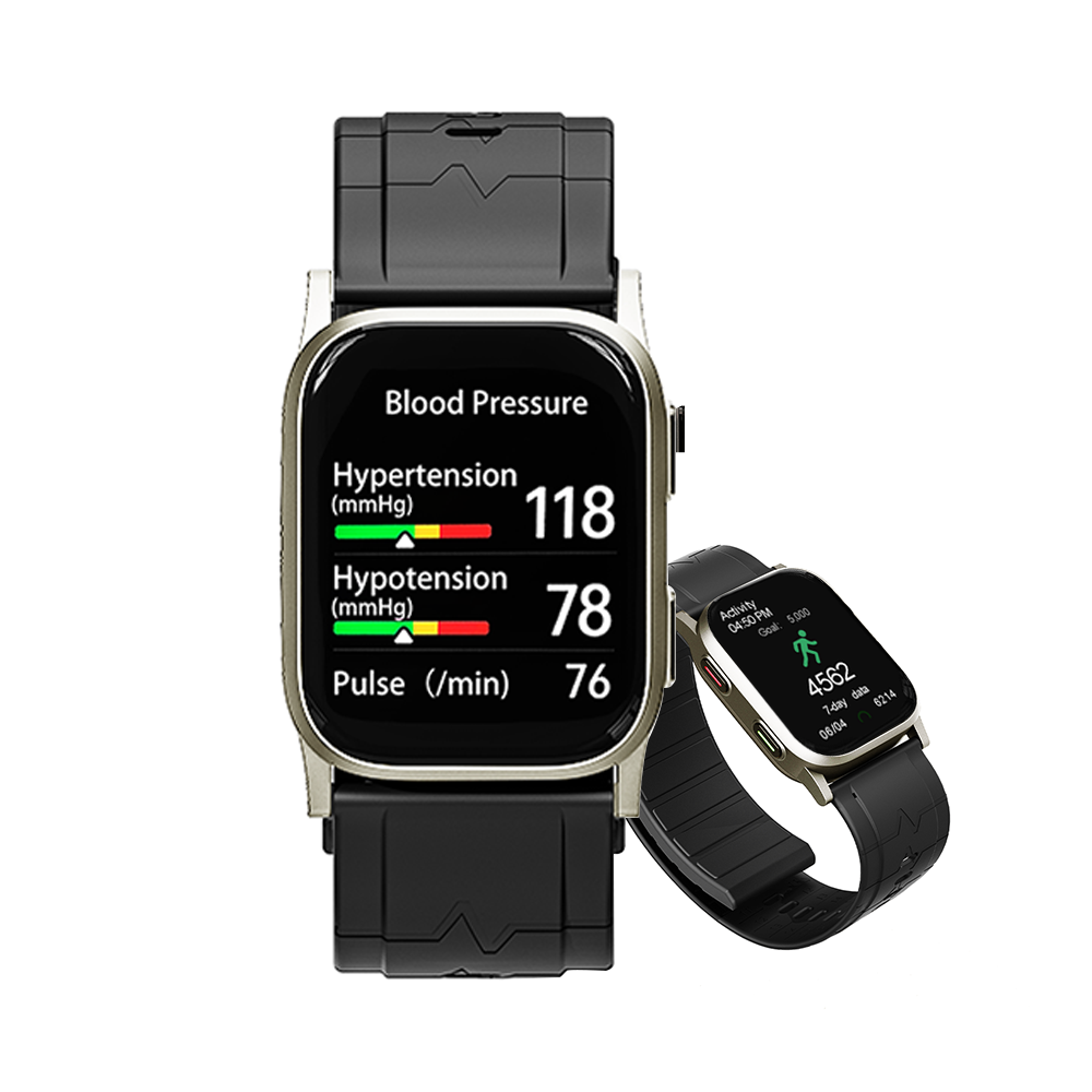 Gold Metal Blood Pressure Smartwatch, Health and Exercise Tracking, FDA 510(k) Cleared