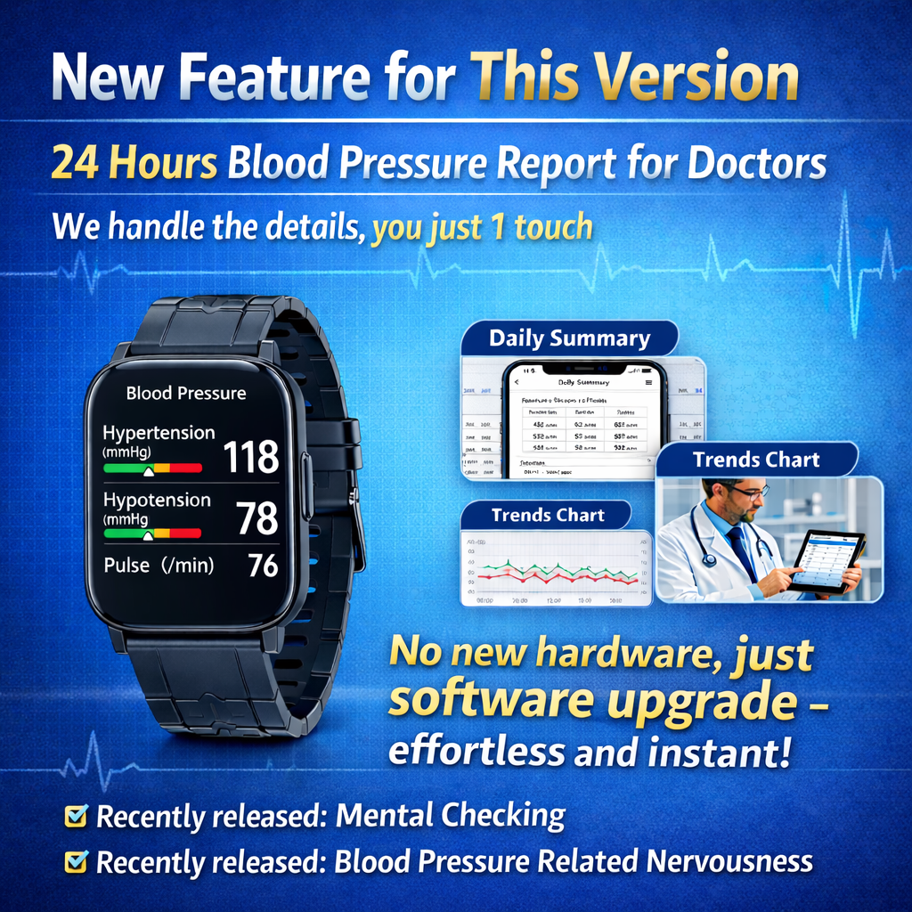 AI Grey Metal Blood Pressure Smartwatch, Health and Exercise Tracking, FDA 510(k) Cleared