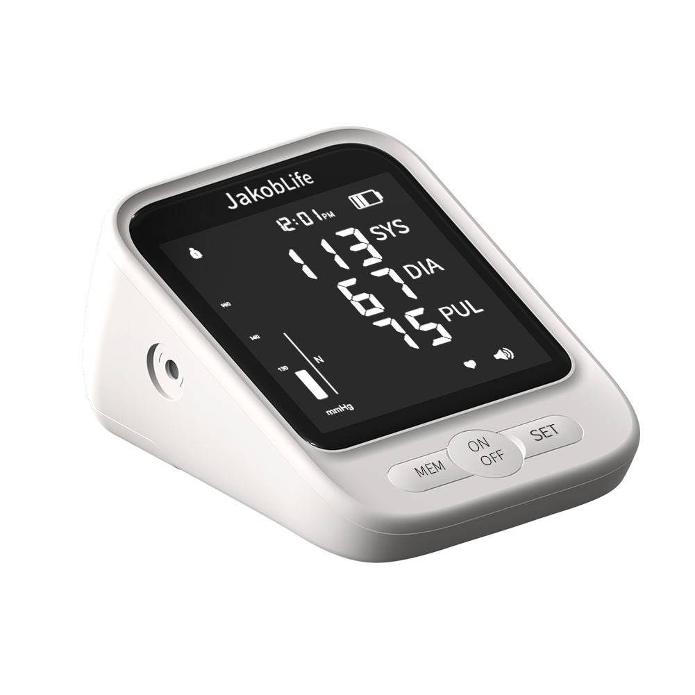Bluetooth Digital Blood Pressure Monitor, Upper Arm Cuff, 4.5" LCD Display with Voice Function, Chargeable Battery