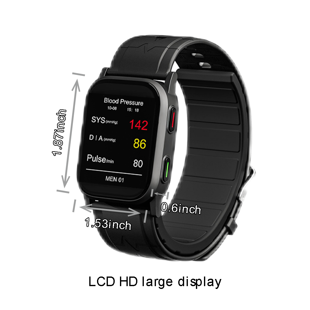 Black Lightweight  Blood Pressure Smartwatch, Health and Exercise Tracking, FDA 510(k) Cleared