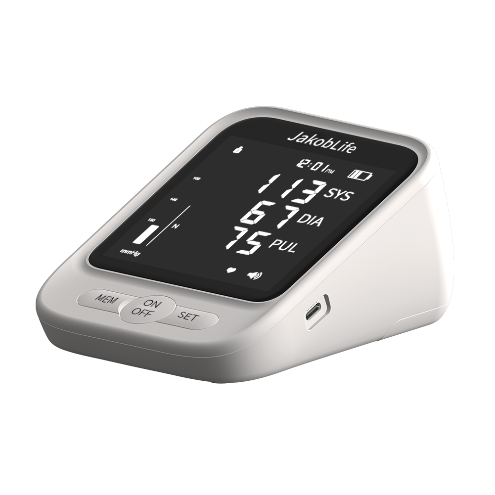 Bluetooth Digital Blood Pressure Monitor, Upper Arm Cuff, 4.5" LCD Display with Voice Function, Chargeable Battery