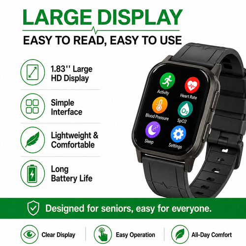 Jakoblife AI Powered FDA-Cleared Blood Pressure Smartwatch with Inflatable Airbag, No-Pump Night Monitoring