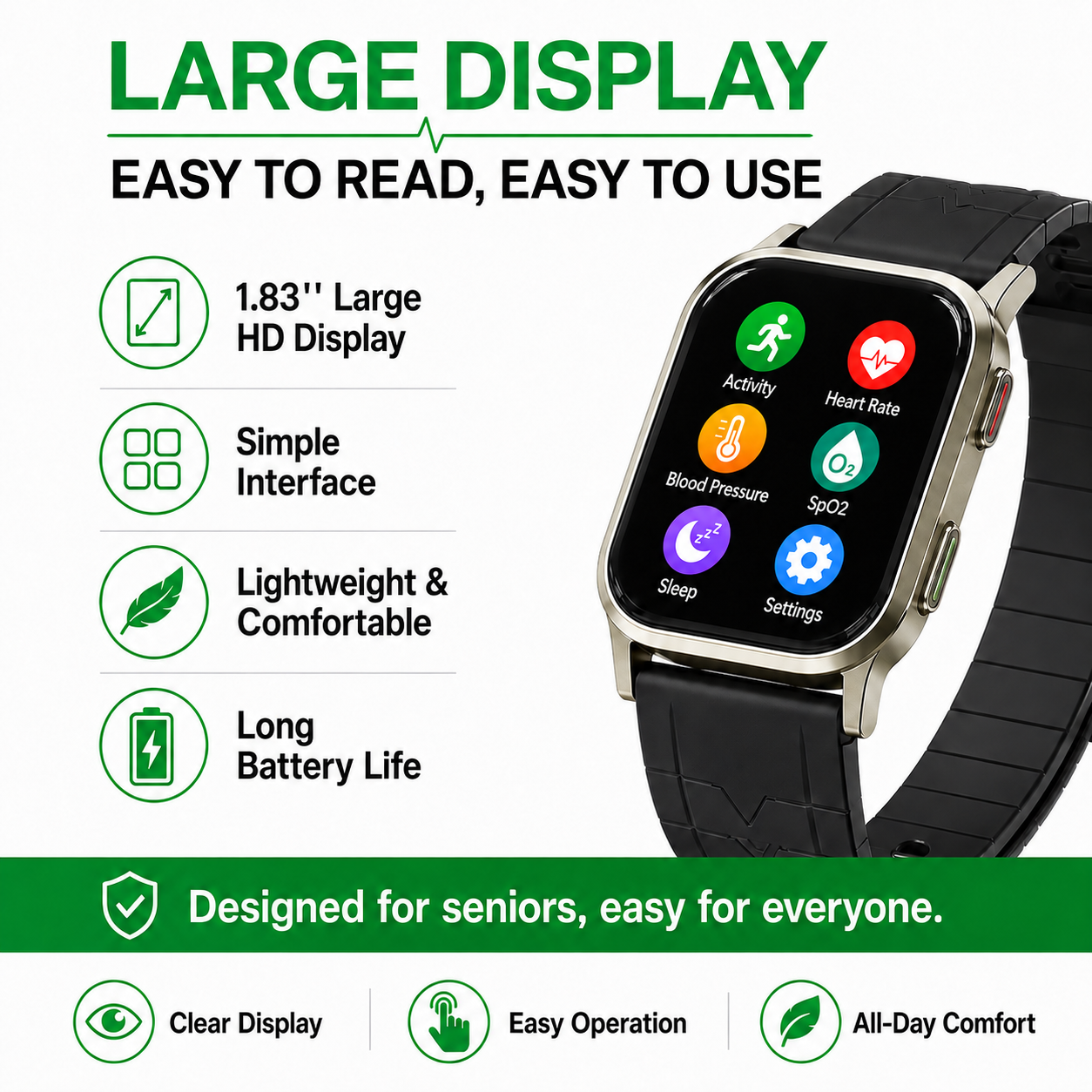 Jakoblife AI Powered FDA-Cleared Blood Pressure Smartwatch with Inflatable Airbag, No-Pump Night Monitoring