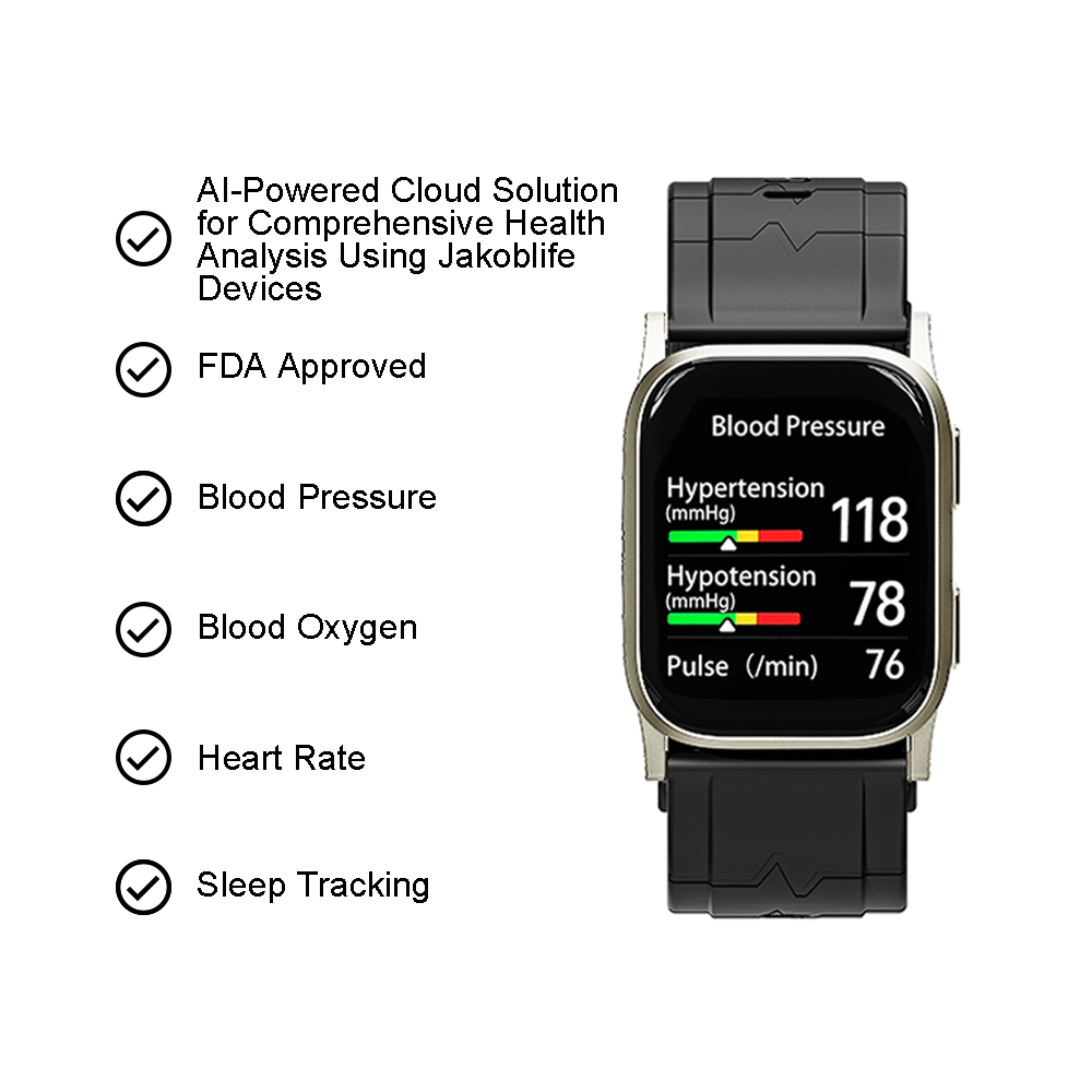 Gold Metal Blood Pressure Smartwatch, Health and Exercise Tracking, FDA 510(k) Cleared