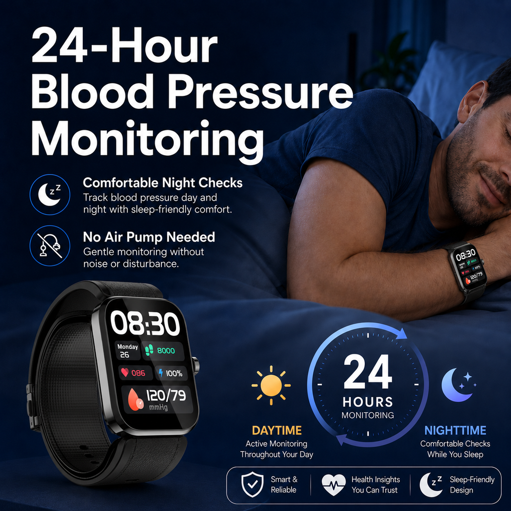 Large LCD AI Black  Metal Blood Pressure Smartwatch, Health and Exercise Tracking, FDA 510(k) Cleared (Copy)