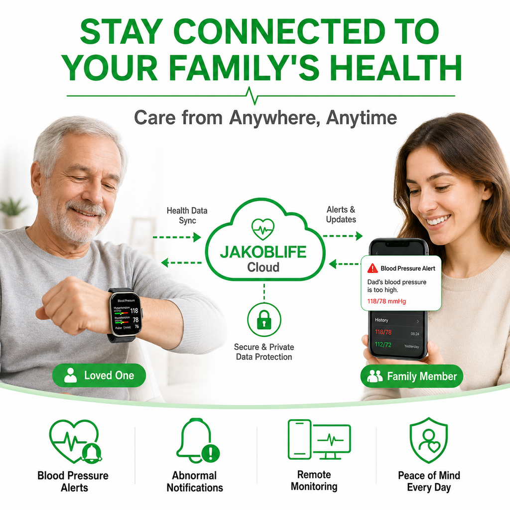 Jakoblife AI Powered FDA-Cleared Blood Pressure Smartwatch with Inflatable Airbag, No-Pump Night Monitoring
