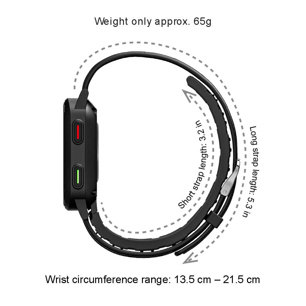 Black Lightweight  Blood Pressure Smartwatch, Health and Exercise Tracking, FDA 510(k) Cleared